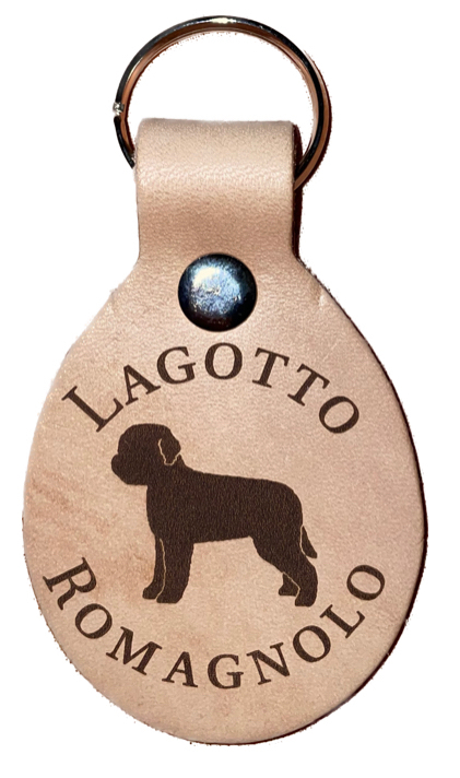 Schlüsselanhänger aus Leder Lagotto Romagnolo mit Schrift